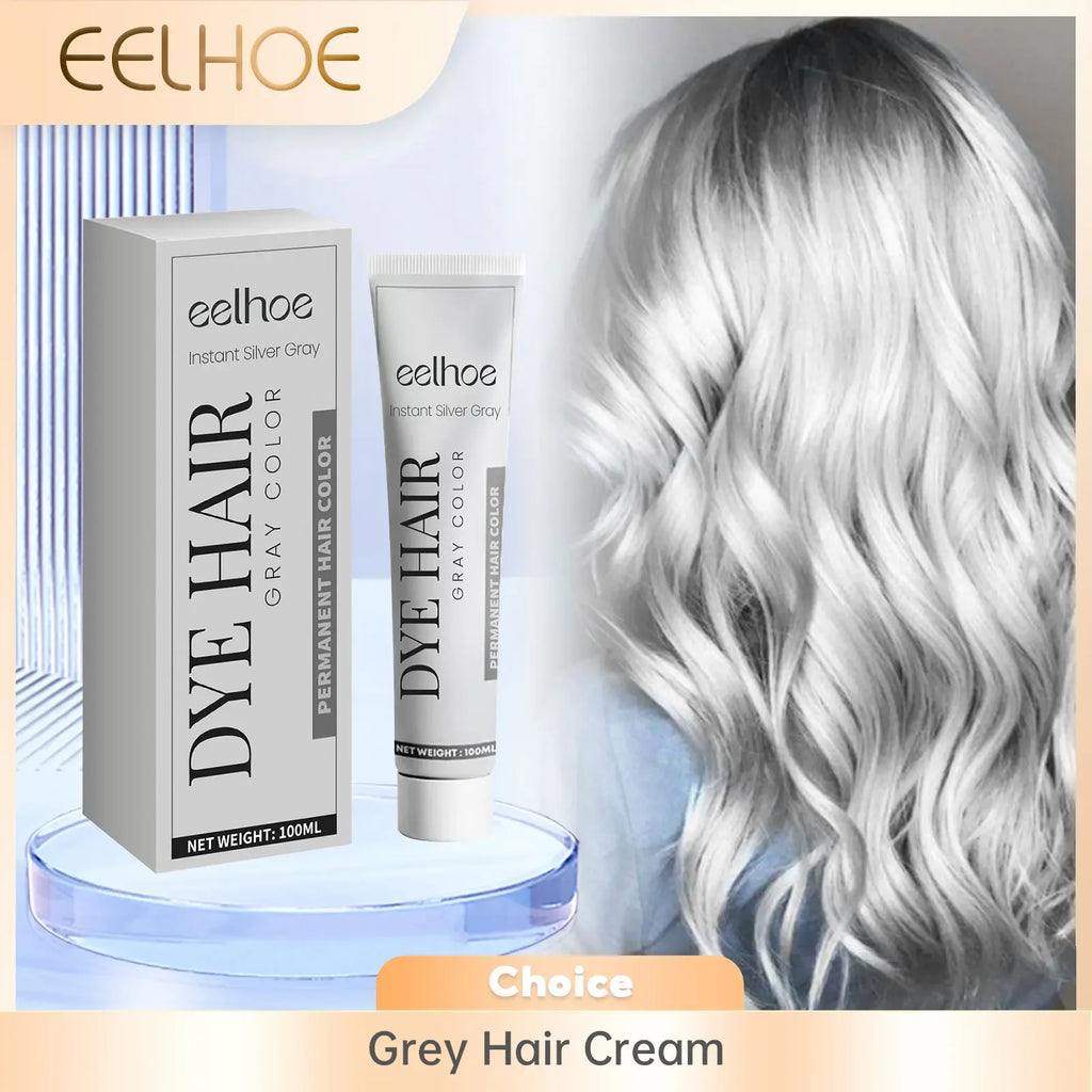 Grey Hair Dye Cream Unisex Smoky Punk Style DIY Styling No Damage Quick Coloring Long-lasting Professional Hairs Dyeing Creams
