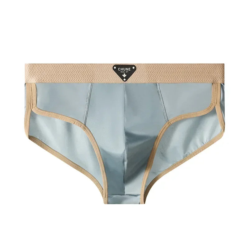 Men's Briefs Ice Silk Satin-like Briefs Men's Underpants Summer Breathable Quick Drying Panties Sexy U Pouch Underwear