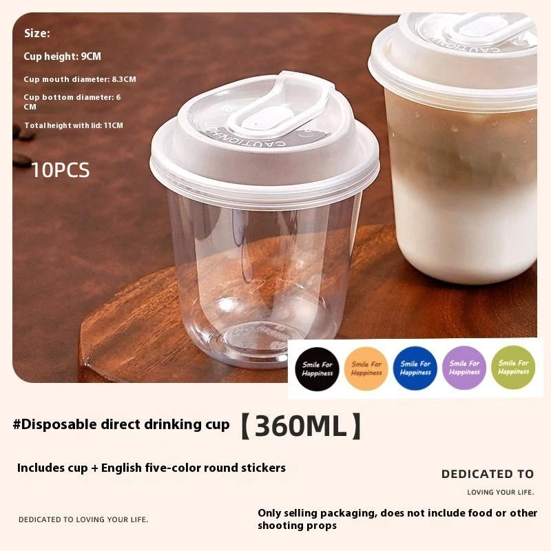 10pcs Transparent Coffee Cups With Lids U-shaped Disposable Cups For Hot Drink Milk Tea Takeaway Beverage Cups B.H