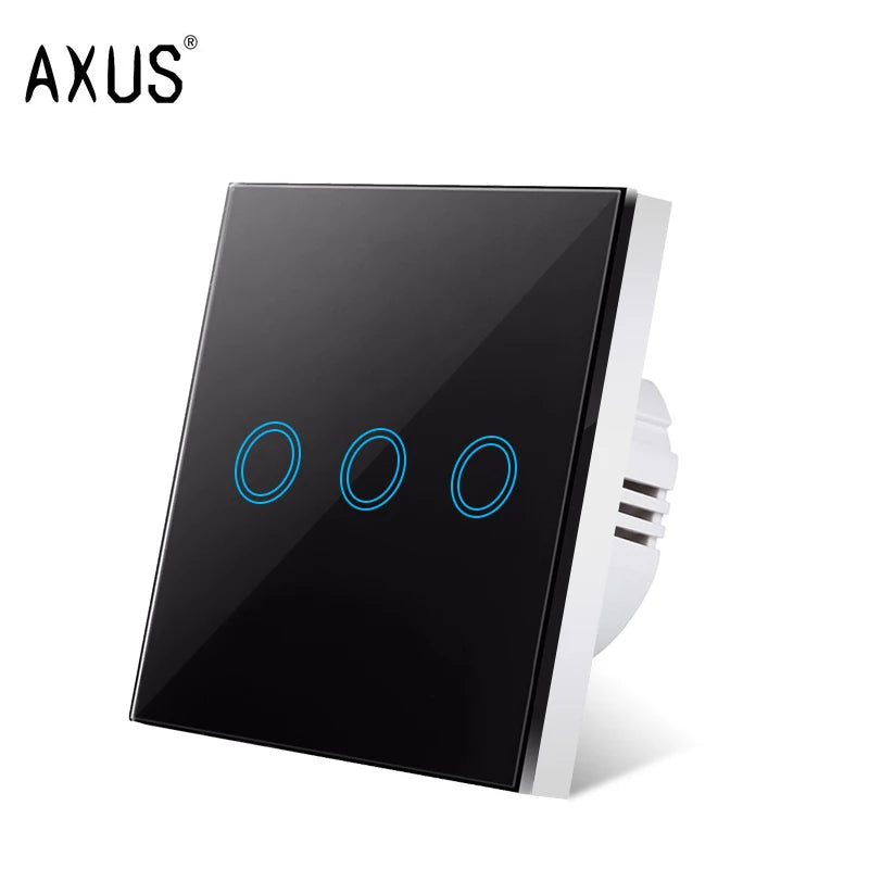 EU AC100-240V Tempered White Crystal Glass Touch Switch Panel Wall Light Switches Sensor Button 1/2/3Gang Lamp Interruttore