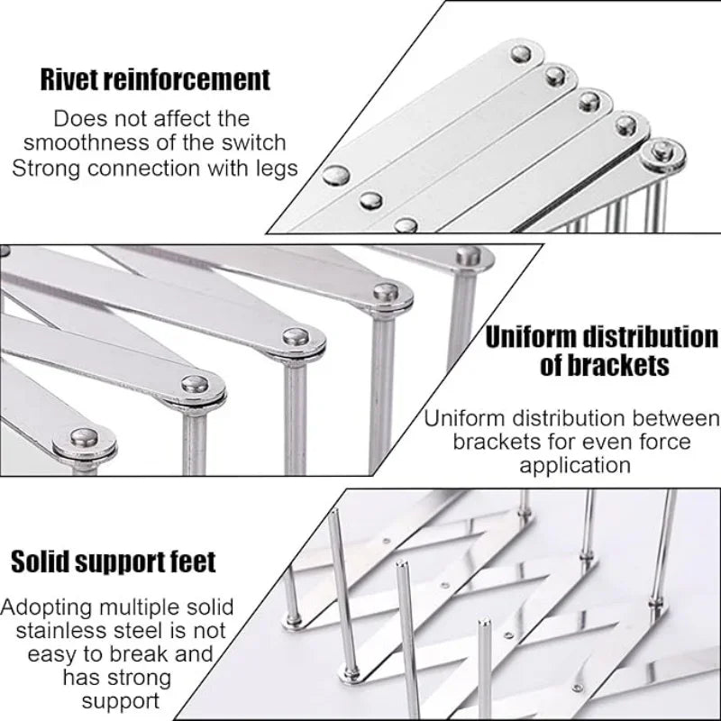 Adjustable Pot Lid & Plate& Pans Multipurpose Organizer Rack Holder Stainless Steel Dish Plate Drying Rack