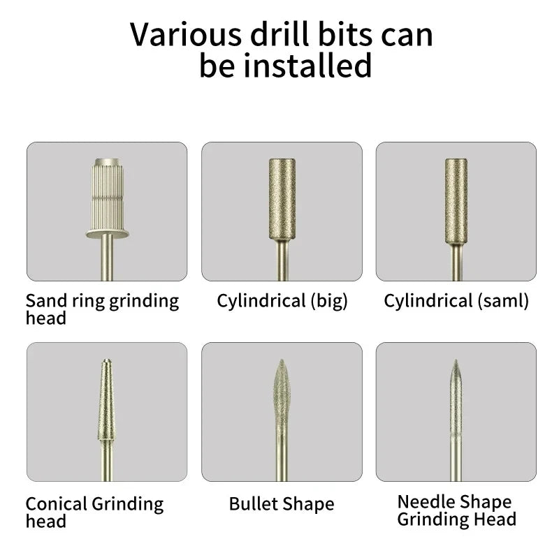 35000RPM Electric Nail Drill Professional Manicure Machine Nail Sander Set Nail Drill Bit Portable Nail Salon Polisher Equipment