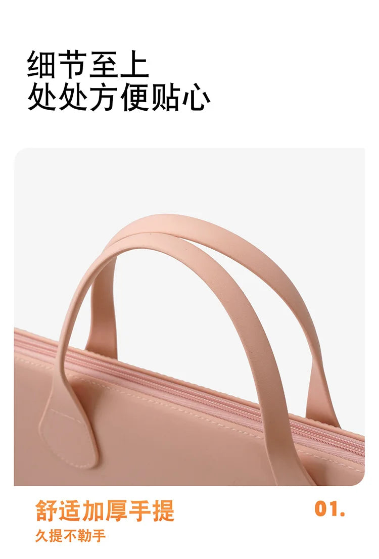 Morandi Colorful Computer Hand Bag Light Trendy 14 Inch Laptop Bag for Girls Student Portable EVA Waterproof Handbag