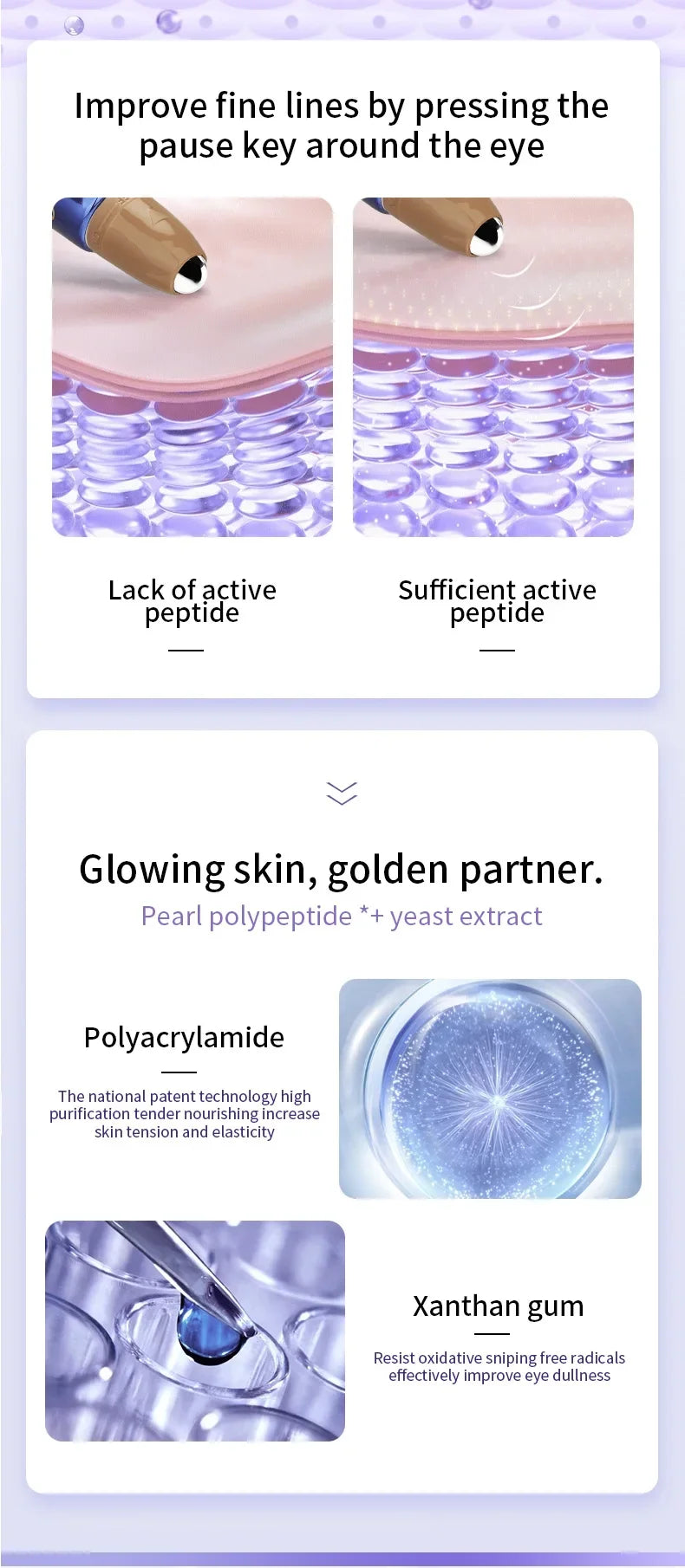 Instant Eye Bag Removal Cream Roller Ball Anti Wrinkle Fade Fine Lines Firming Skin Anti Dark Circle Puffiness Brighten Eye Care