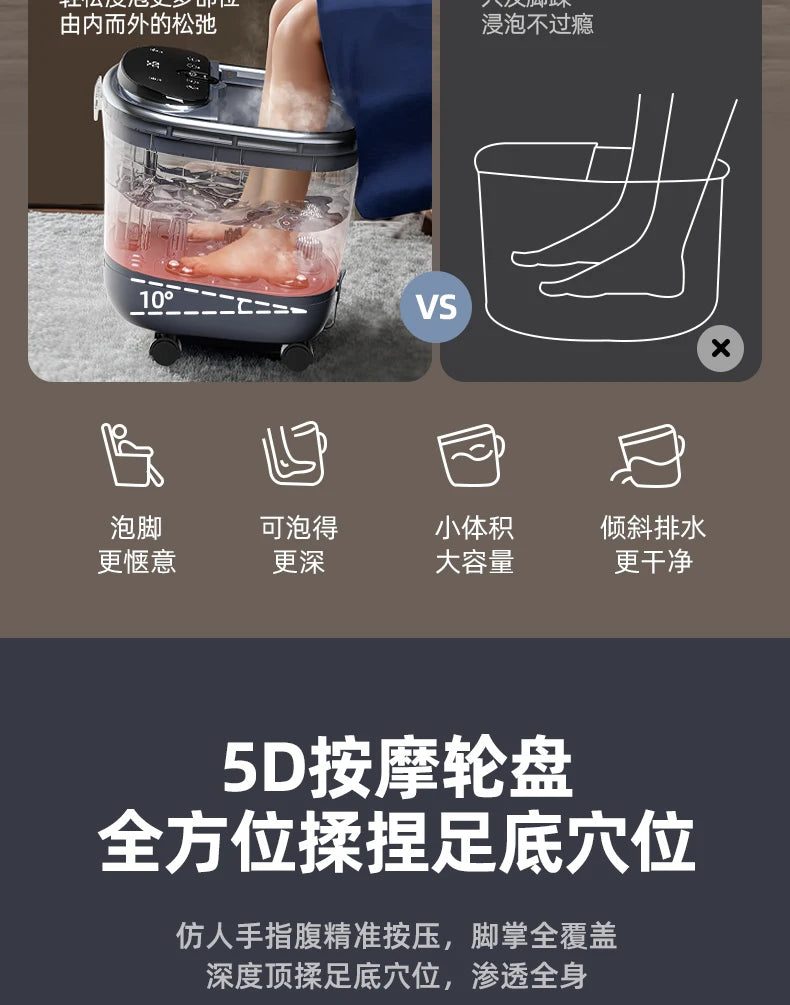 Foot Bath Electric Automatic Foot Spa with Massage Deep Footbath Machine for Home Use Constant Temperature Electric Foot Warmer