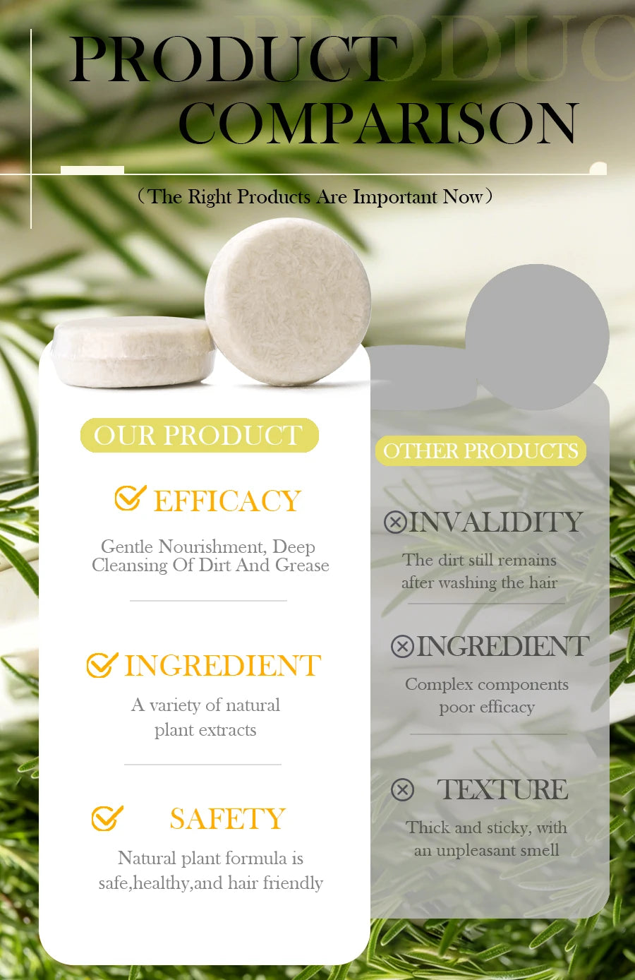 Rosemary Shampoo Soap Without Silicone Oil Plant Shampoo Soap Cleanses the Scalp Nourishes Hair Controls Oil