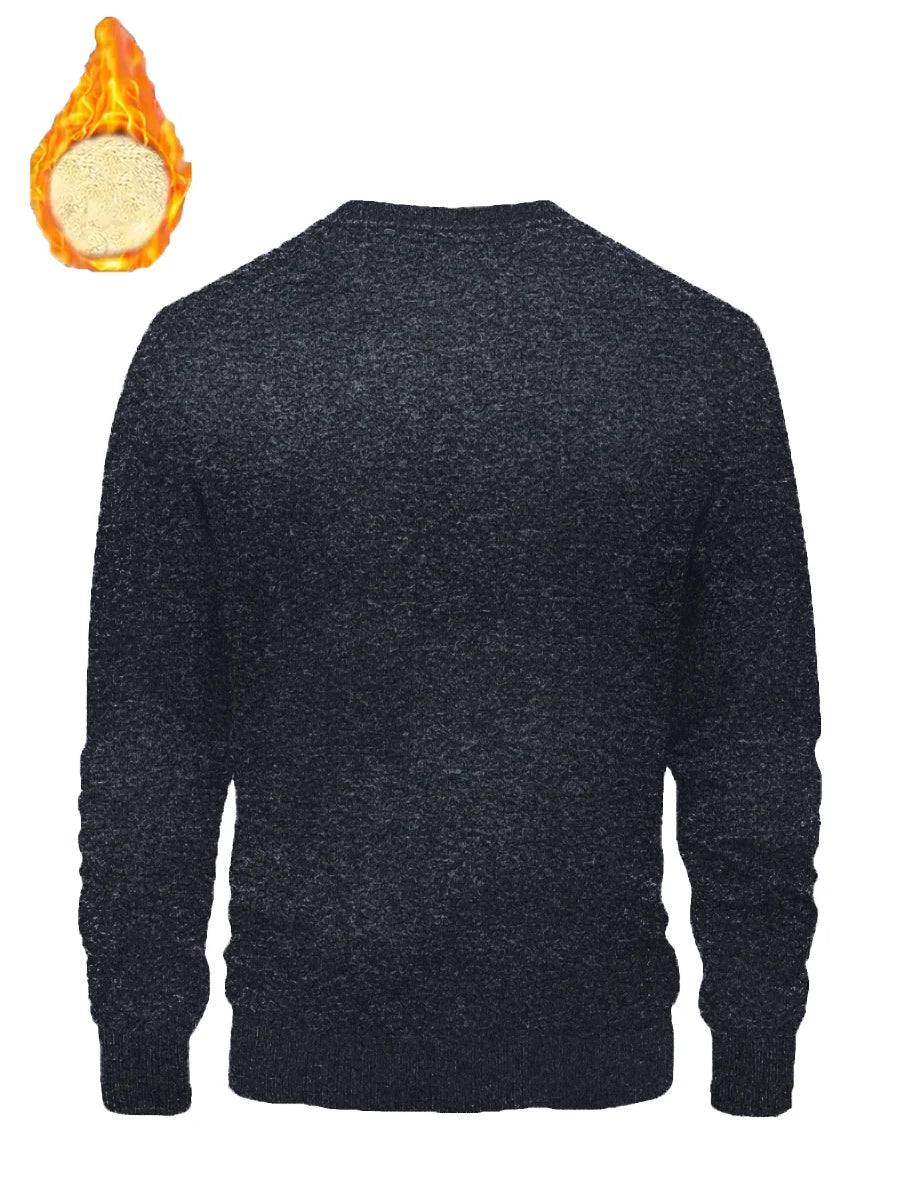 Lamb Fleece Round Neck Top for Men in Winter with Thick and Warm Fleece Hoodie