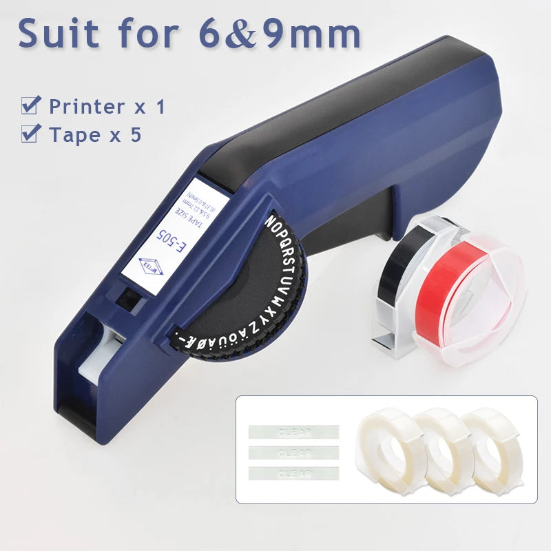 Original Motex E5500 E-505 Manual Label Maker e-5500 Suit For 6/9mm DYMO 3D Embossed Tape Can Replace 1610 12965 1880