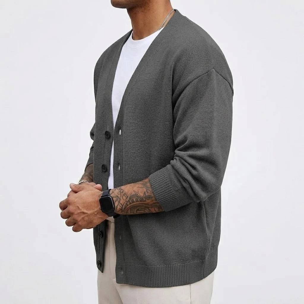 Autumn Men's Long Sleeve Knit Cardigan Sweater Solid Color Button Down Casual Warm Knitted Jacket for Winter Outwear Streetwear