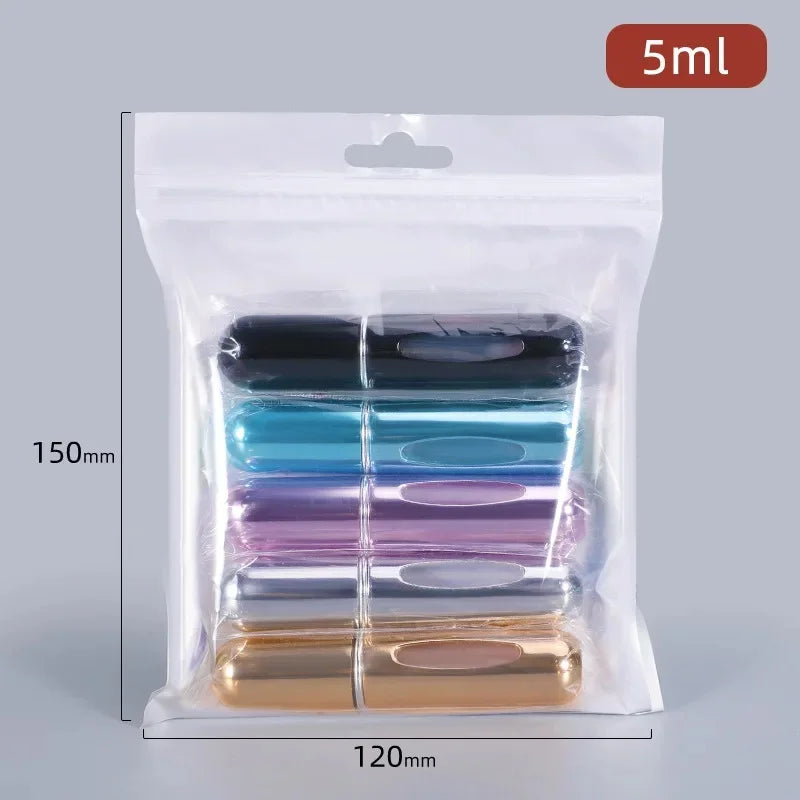 5Pcs 5ml Spray Scent Pump Perfume Bottle Refillable Spray Atomizer Bottle Mini Travel Empty Cosmetic Containers