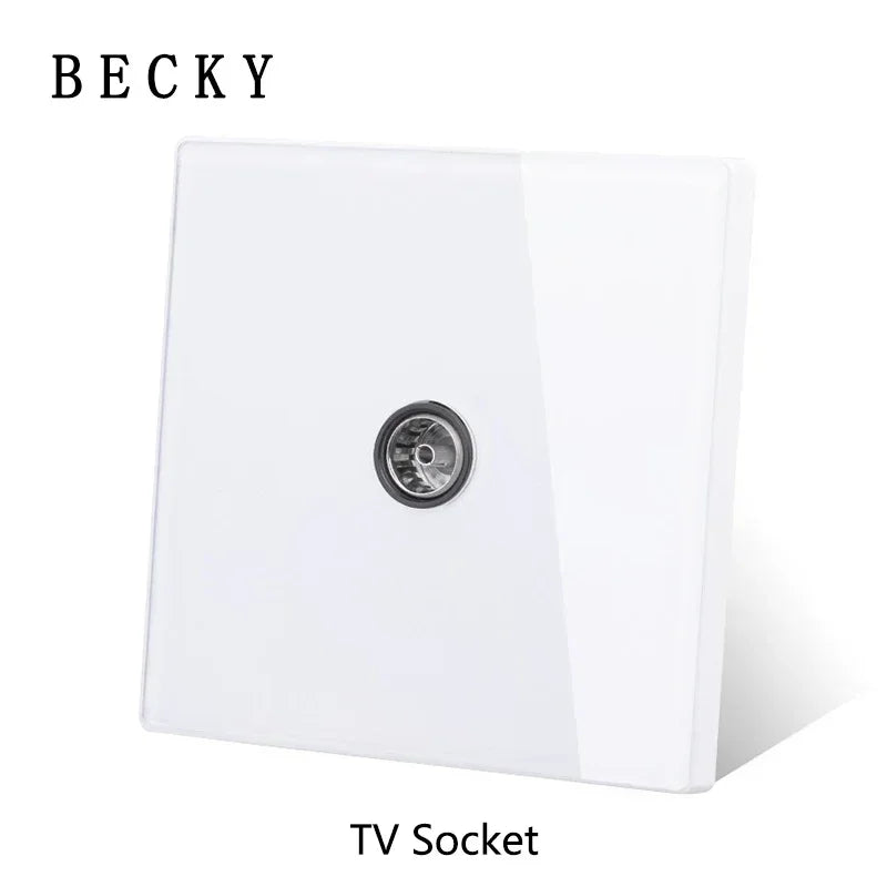 White Tempered Glass Work Driving Arm Wall Light Switch Led Indicator Light EU UK Standard 1/2/3/4gang Bedroom Usb Switch Socket