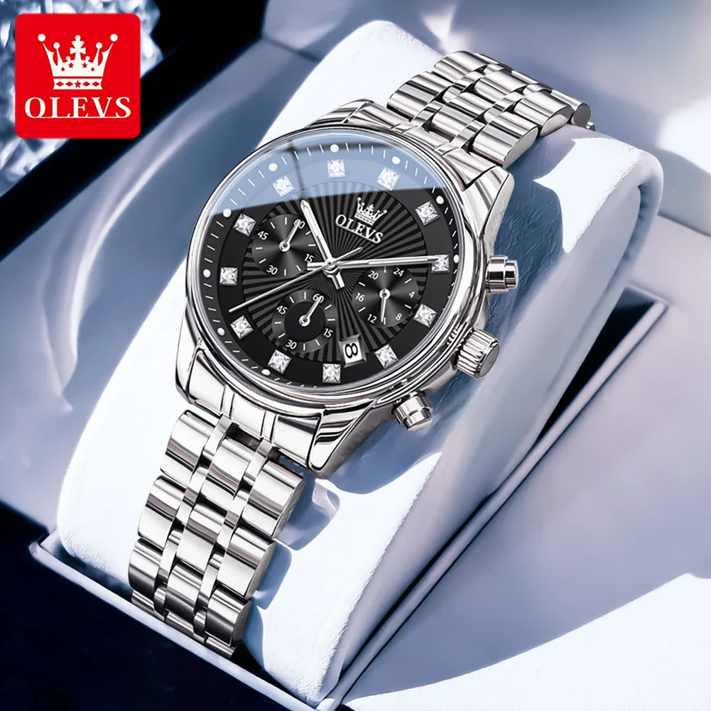 OLEVS 3669 Womens Watch Fashion Brand Waterproof Luminous Multifunctional Chronograph Quartz Watch Date Ladies Watches With Box