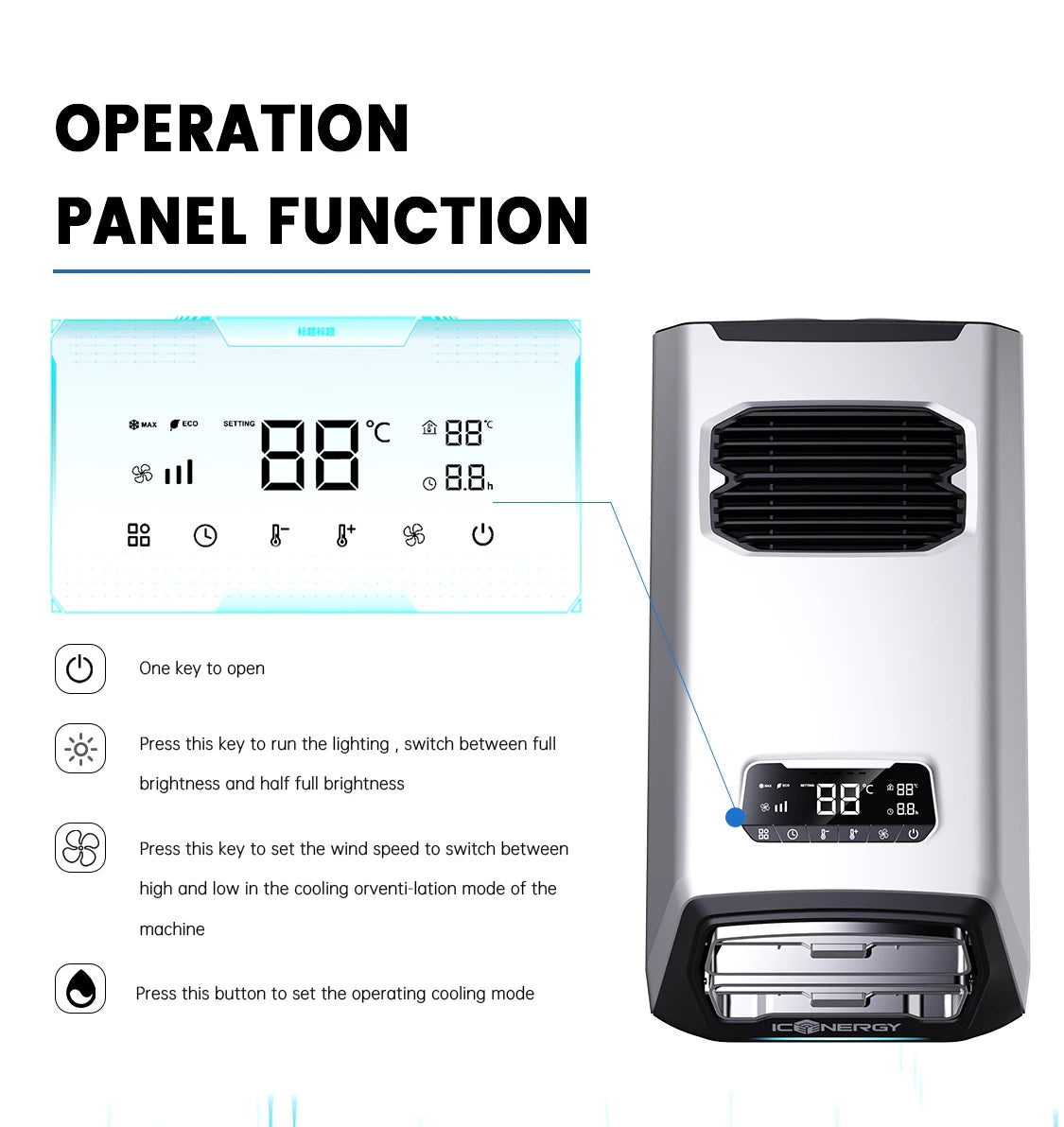 Portable Air Conditioner,8000BTU AC 220V/110V Camping Air Conditioner with App Control, Low Noise Compressor for Tent RV Caravan