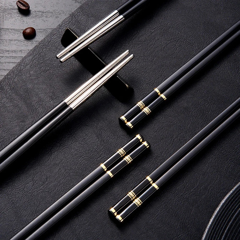 2-8 Pairs Alloy Chopstick Reusable Non-slip Sushi Food Chop Sticks Chopsticks Metal Chinese Chop Stick Tableware Kitchen Gadgets