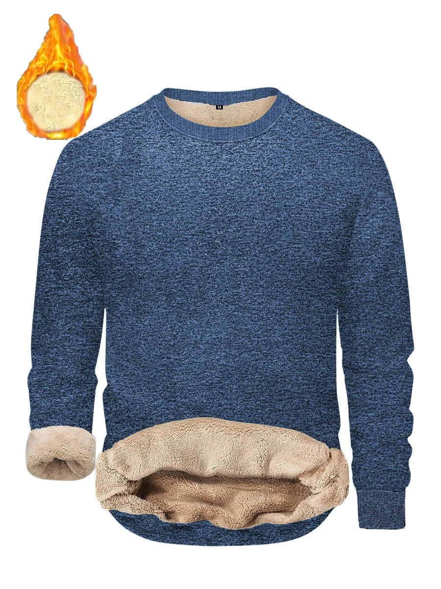 Lamb Fleece Round Neck Top for Men in Winter with Thick and Warm Fleece Hoodie