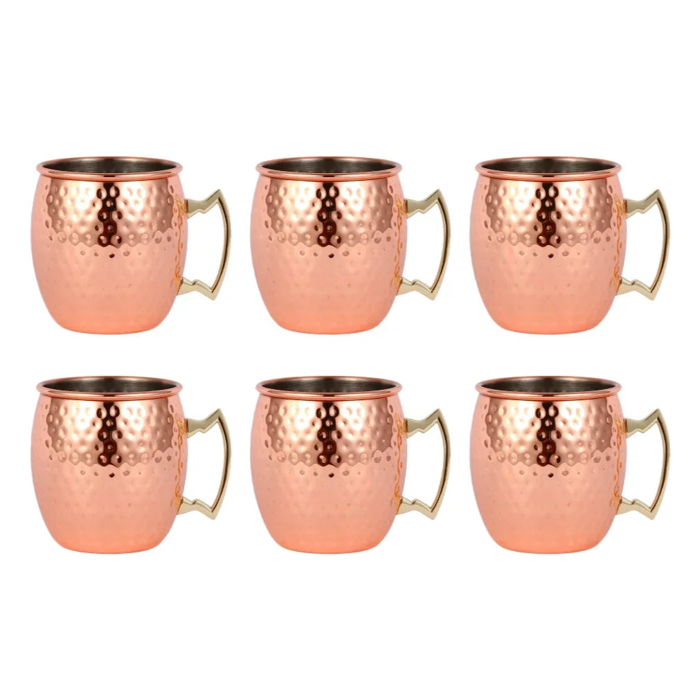 1-6PCS Cocktail Wine Cup Moscow Mule Mugs Stainless Steel Copper Plated Juice Beer Cup Coffee Mugs Bar Champagne Party Drinkware