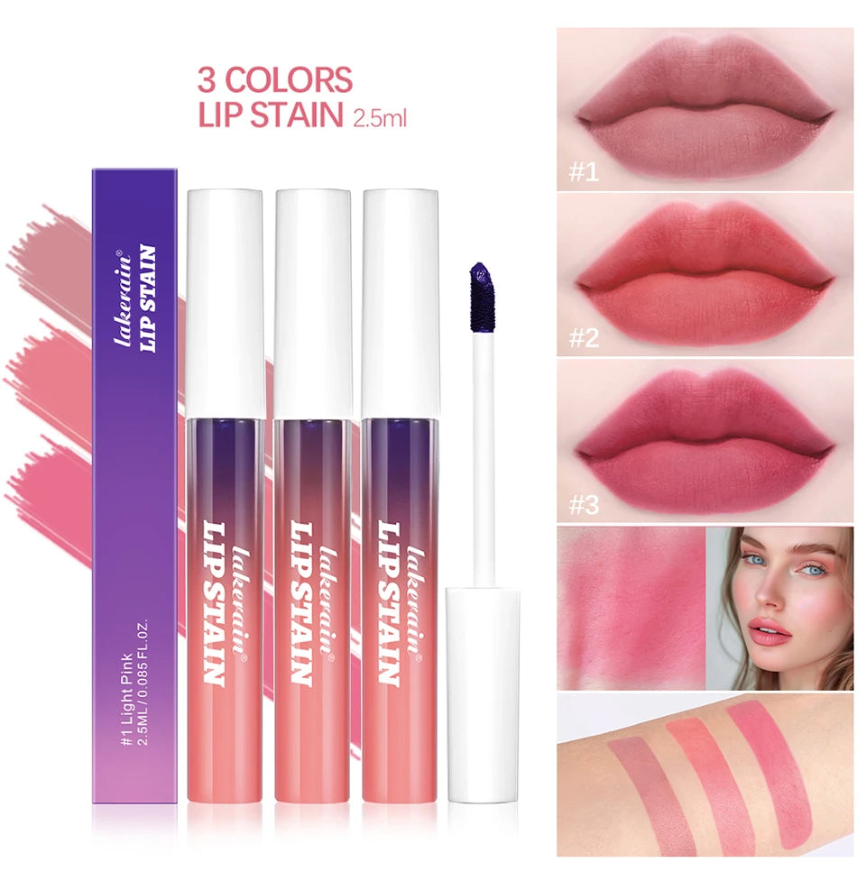 Blading Lip Gloss Peel and Stick Set Long-lasting Waterproof Pink Lip Gloss Transfer Resistant Natural Lip Cosmetics 3 Colors