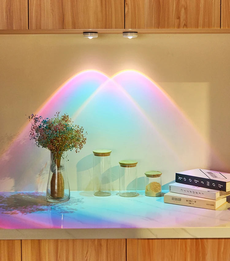 Touch LED Cabinet Lights Battery Powered Stick On Wall Sunset Lamp for Kitchen Bedroom Closet Cupboard Night Light Decoration
