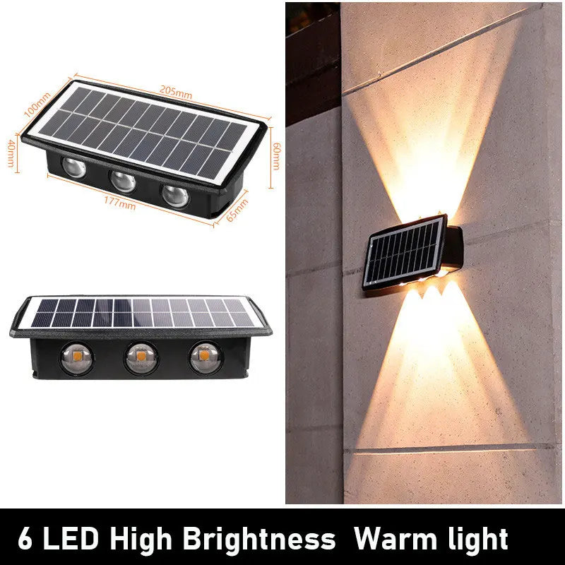 Solar Wall LED Light Outdoor Garden Decoration Wall Lamp High Brightness Up And Down Luminous Lighting Outdoor Solar LED Lamp