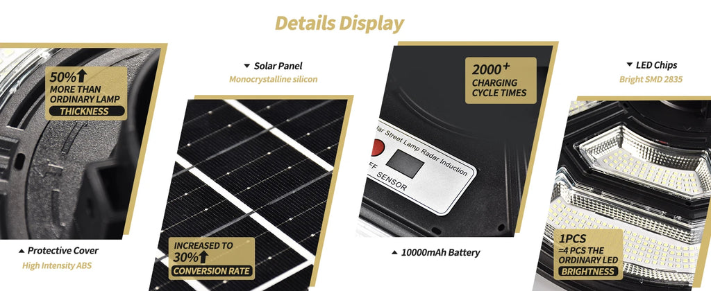 750 LED Solar Lamp Post Light， with 78" Tall Pole, Removable, Dusk to Dawn Motion Sensor 4000W Outdoor Solar Street Lights