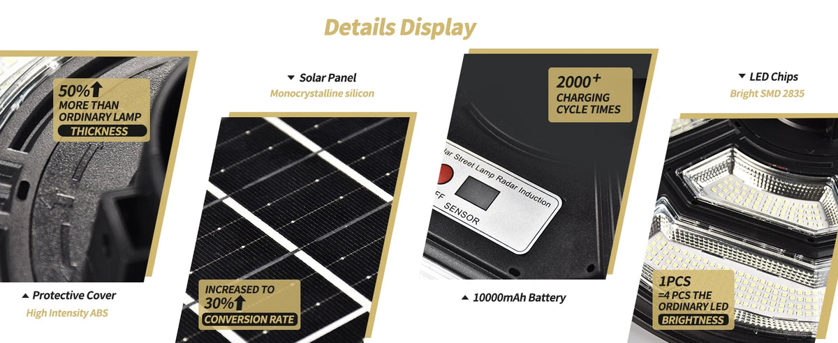 750 LED Solar Lamp Post Light， with 78" Tall Pole, Removable, Dusk to Dawn Motion Sensor 4000W Outdoor Solar Street Lights