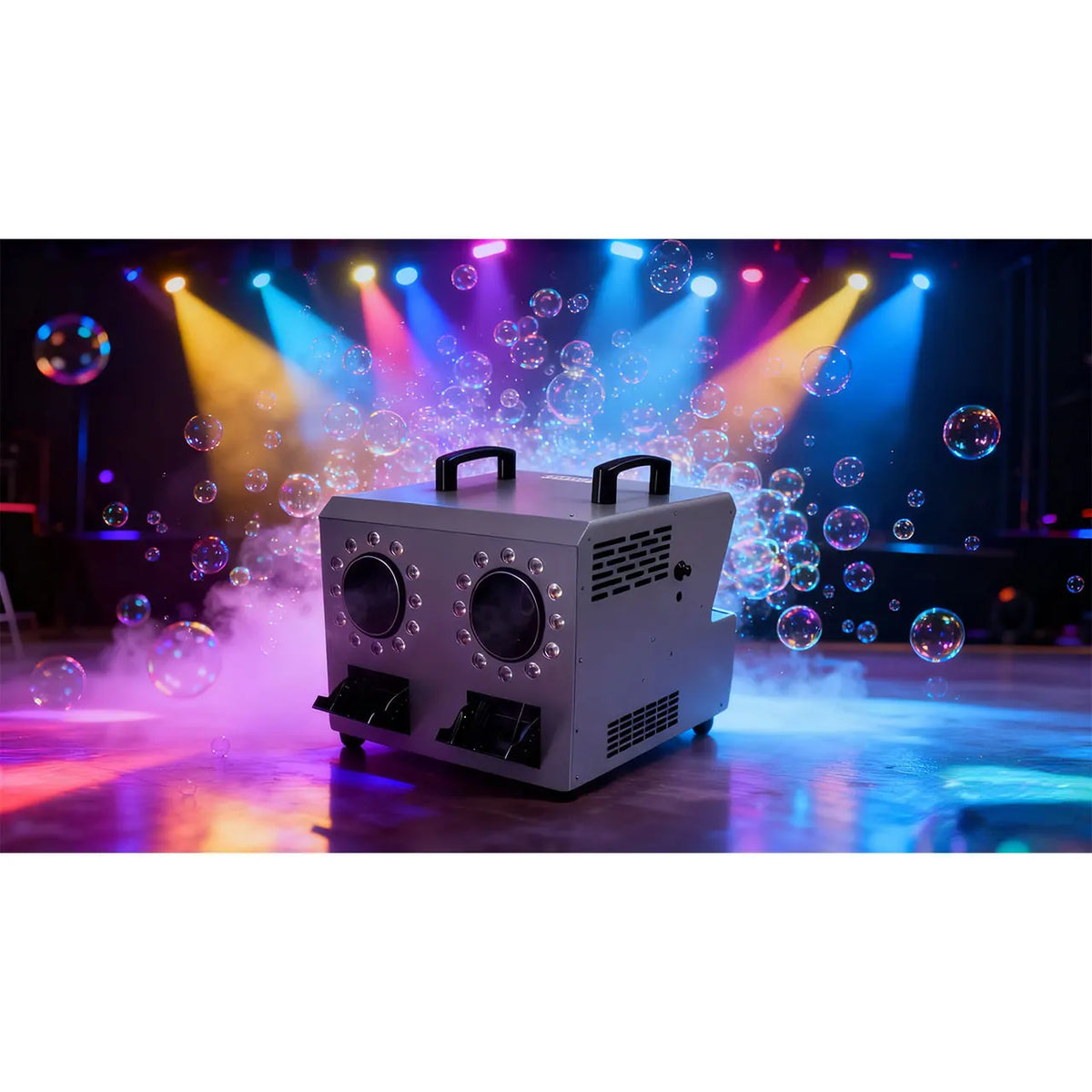 LED DMX512 Remote Control Fog & Bubble Machine Double Wheel Smoke Bar KTV Hole Performance Special Effects Blower