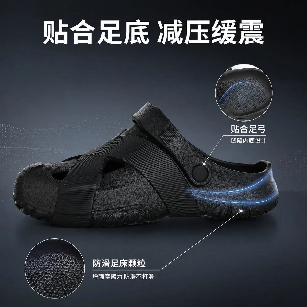 Men's Summer Closed-Toe Slides Soft & Bouncy Indoor Outdoor Two-Way Beach Shoes Versatile Casual Hiking & Outdoor Clogs