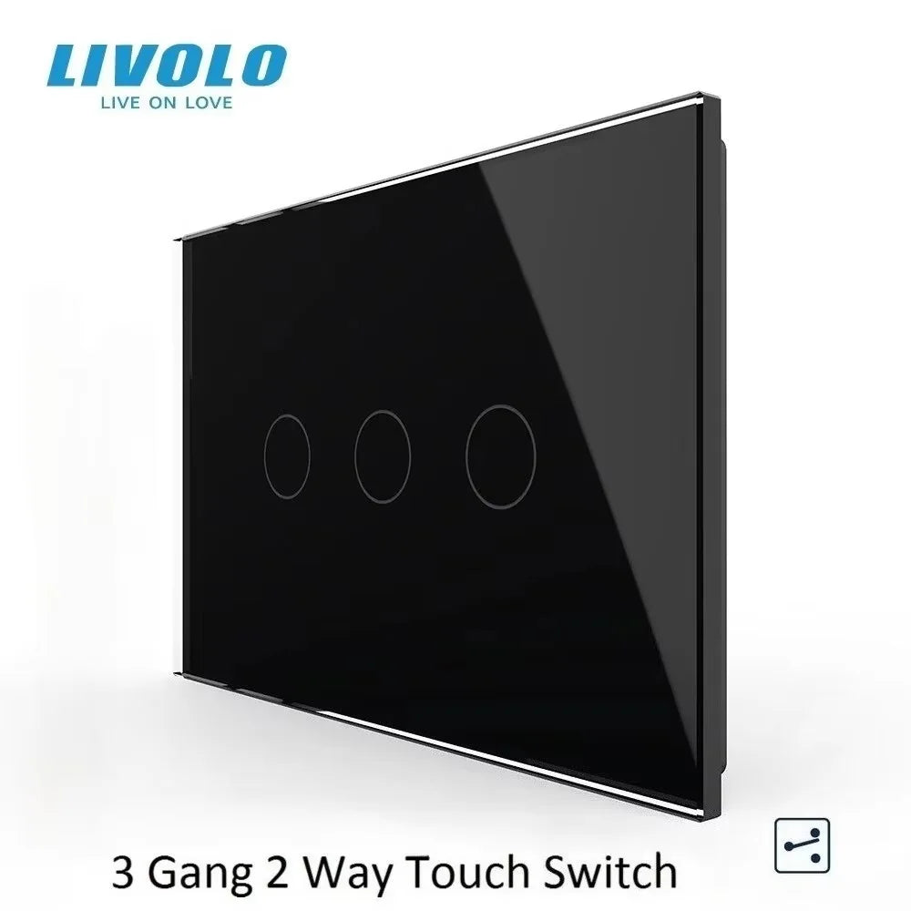 Livolo US/AU Standard Wall Touch Switch Crystal Glass Panel Touch Control Light Switch AC 110~250V/50~60Hz