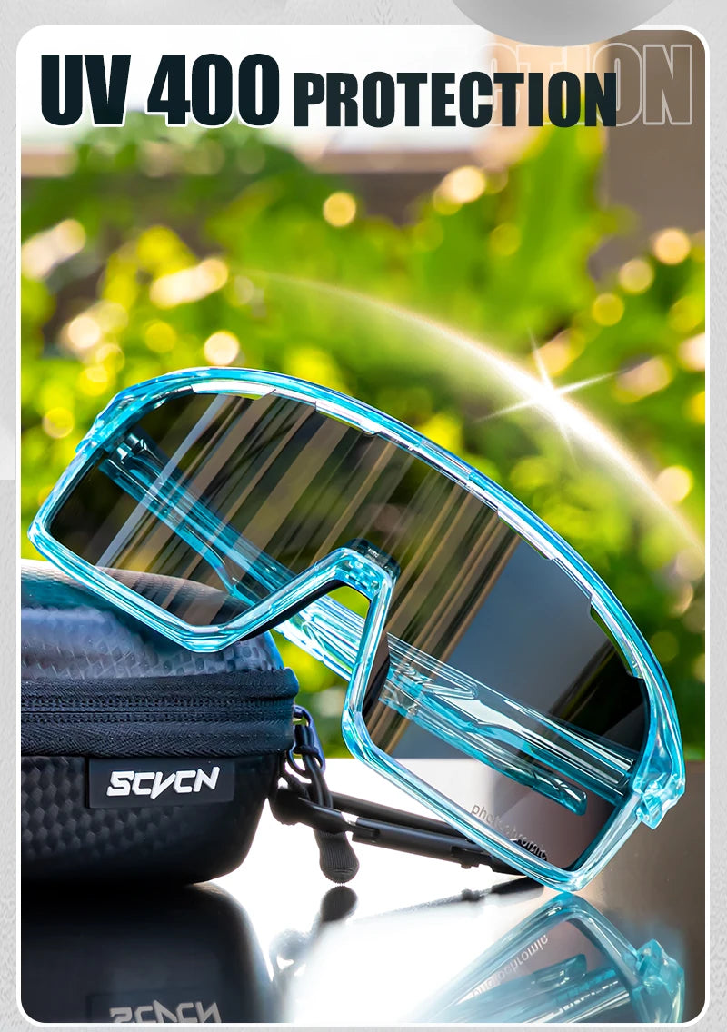 SCVCN Photochromic Cycling Sunglasses Cycling Glasses UV400 Bicycle Eyewear Sports MTB Outdoor Bike Goggles Sunglasses Eyepieces