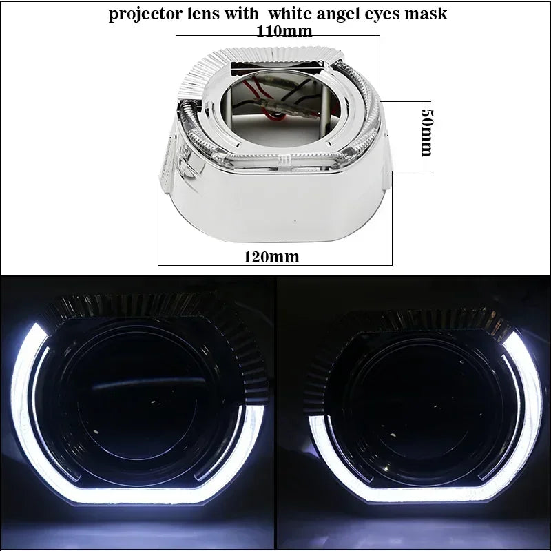 100W 2.5 Inch Bi LED Projector H7 H4 9005 9006 Angel Eyes Hyperboloid Lenses For Headlight 11130LUX Car Lights Car Accessories