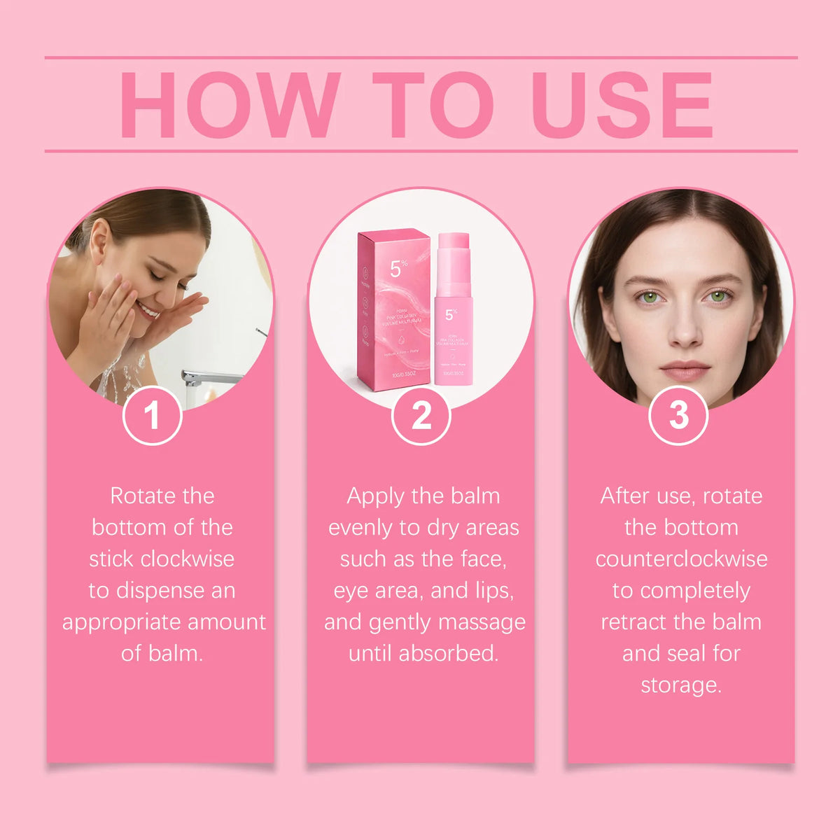 PDRN Pink Collagen Volume Multi Balm Stick – Hydrating Multi Care Stick for Face, Eye & Lip, Fine Line & Wrinkle Care K-Beauty