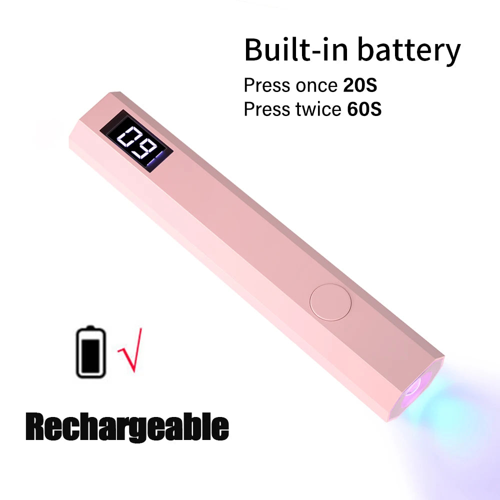 Cordless UV/LED Nail Lamp Set Handheld Light with Stand LCD Display Rechargeable USB Gel Nail Dryer for Quick Curing