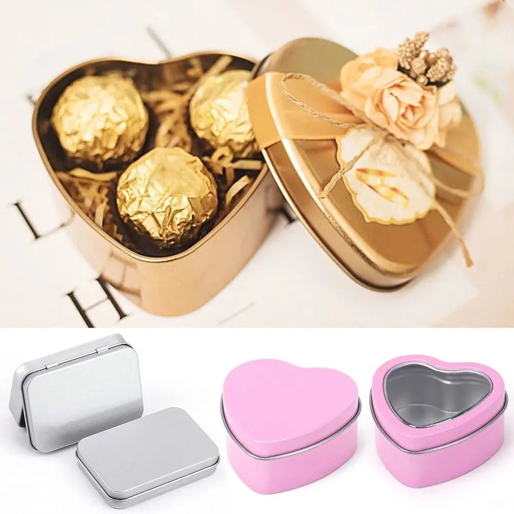 Heart Shape Metal Box Aluminum Tin Jar for Cream Balm Nail Candle Cosmetic Container Refillable Tea Cans Candy Packaging Box 1Pc