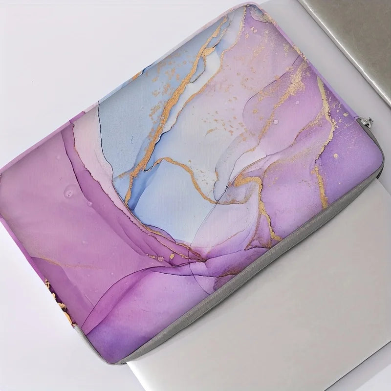 1-piece set, marble print pattern laptop bag, briefcase, suitable for 14 inch laptops, fixed laptop bag