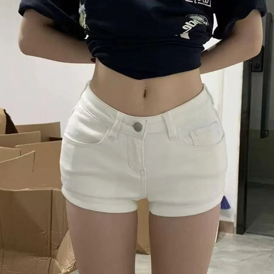 Spring Summer High Eleatic Denim Shorts Women Slim Skinny Jeans Short Pants Fashion White Hot Shorts Girls Casual Denim Shorts