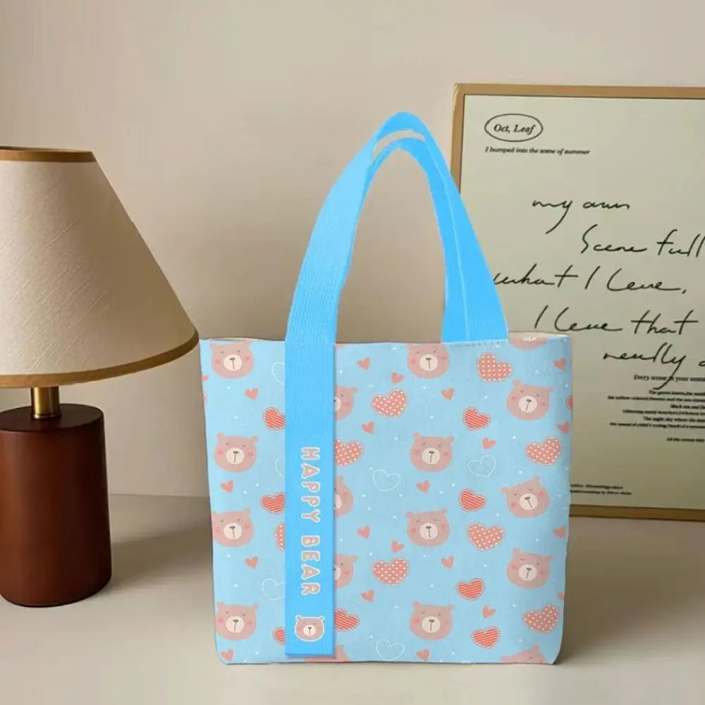 Portable Floral Canvas Tote Bag Large Capacity Reusable Commute Handbag Lightweight Shopping Bag For Work