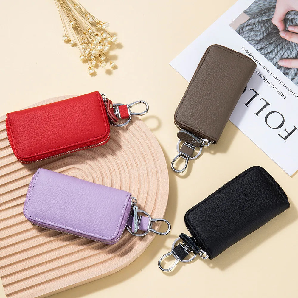 Key Case Multifunctional Zipper Men's Household Key Case Universal Car Keybag Women Leather Organizer Keychain Wallet 10 Color