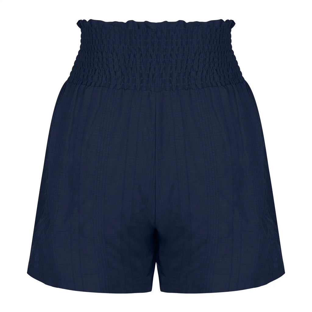 Women Casual High Waist Shorts Skirt Smocked Elastic Drawstring A-Line Flowy Short Skirt Pants Summer Solid Color Beach Skorts