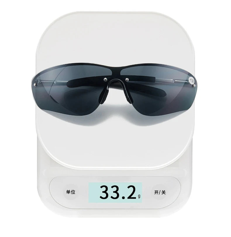 Fashion Men Bifocal Sunglasses Dual-use Far Near Reading glasses Silver Spring Frame Sports Goggles +100 +150 +200 +250 +300