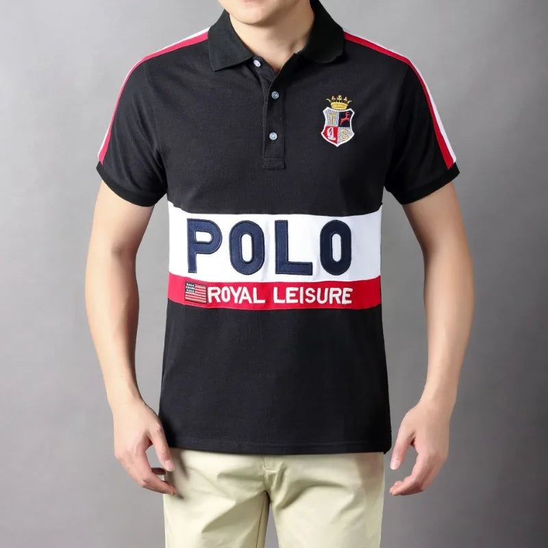 Plus Size 7XL 100% Cotton Summer Men's Polo Shirts Luxury Short Sleeve Contrast Color Letter Embroidery Simple Casual Male Tees