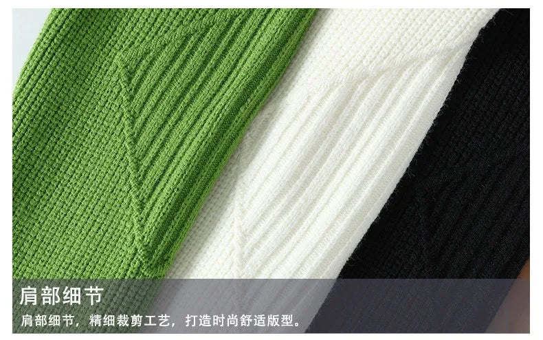 Upgraded Versio Knitted Sweater Fashion Patchwork Knitting Mock Neck Pullovers Autumn Winter Daily Casual Warm Pullover Sweaters