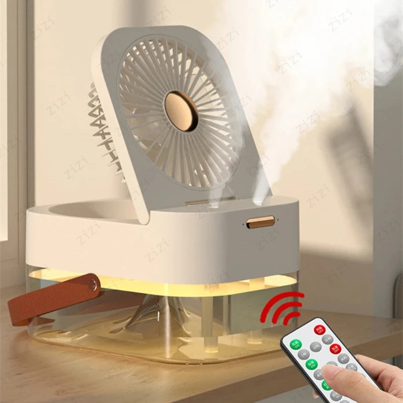 Double Port Spray High-capacity Electric Fan Humidifier USB Portable Portable Remote Control Humidifier with Atmosphere Light