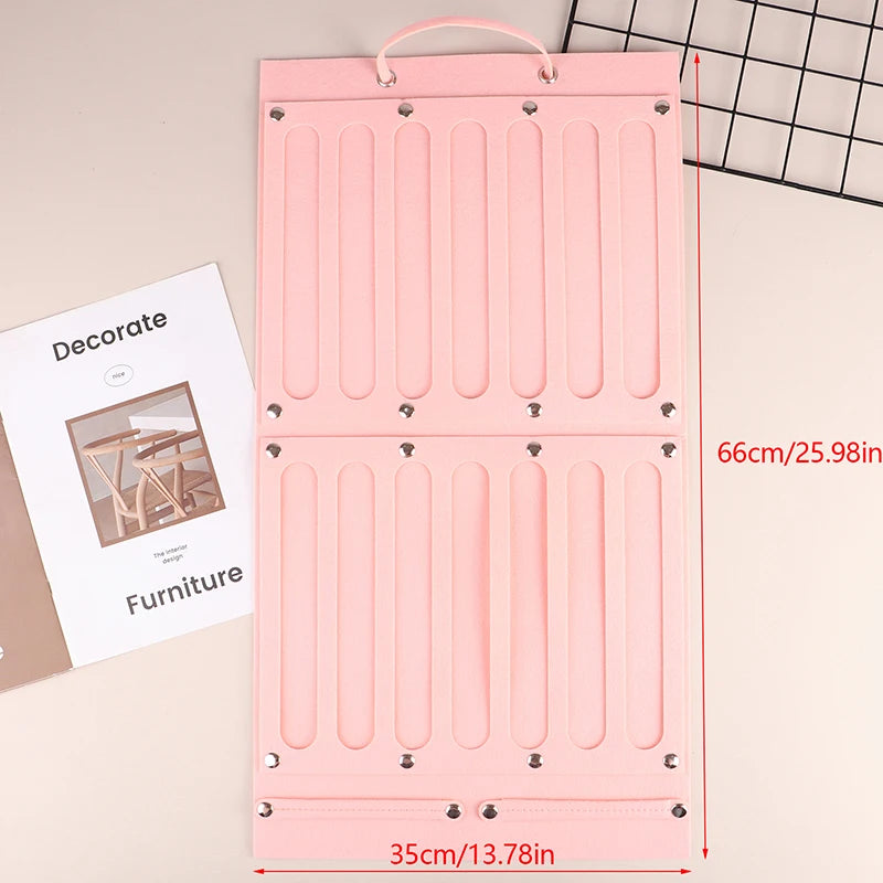 Hanging Hair Claws Clip Storage Pink Organizer For Women Girls Felt Headbands Display Hairpin Sunglasses Accessories Holder Bag