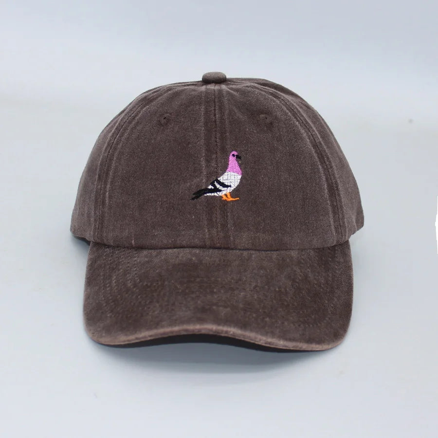Embroidery Pigeon Spring vintage Baseball caps Men Women Water Washed Sports Fishing Sunshade Summer Autumn winter Dad Hat
