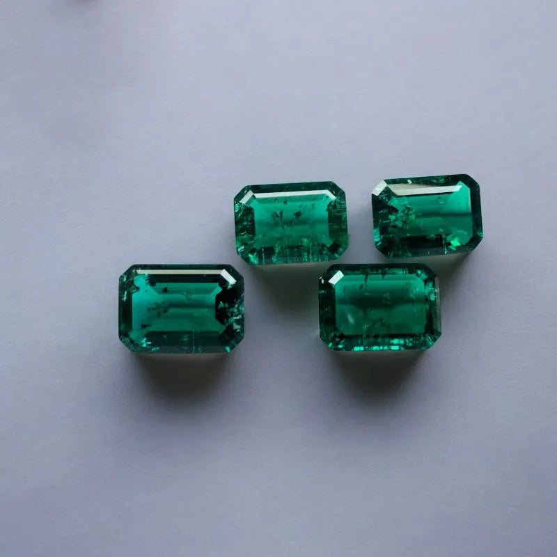 Top Lab Grown Zambia Emeralds Hydrothermal Emerald Hand Cut with Cracks Inclusions Inside Selectable  Certificate