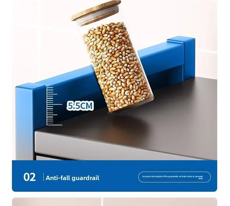 Multi-functional Kitchen Shelf Floor-to-ceiling Shelf Locker Microwave Pot Oven Cabinet Storage Rack with Cabinet Door