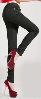 Women's Candy Color Pants Pencil Trousers Spring Autumn Elegant Office Mid Waist Pants For Women Slim Skinny Jeans Pants Female