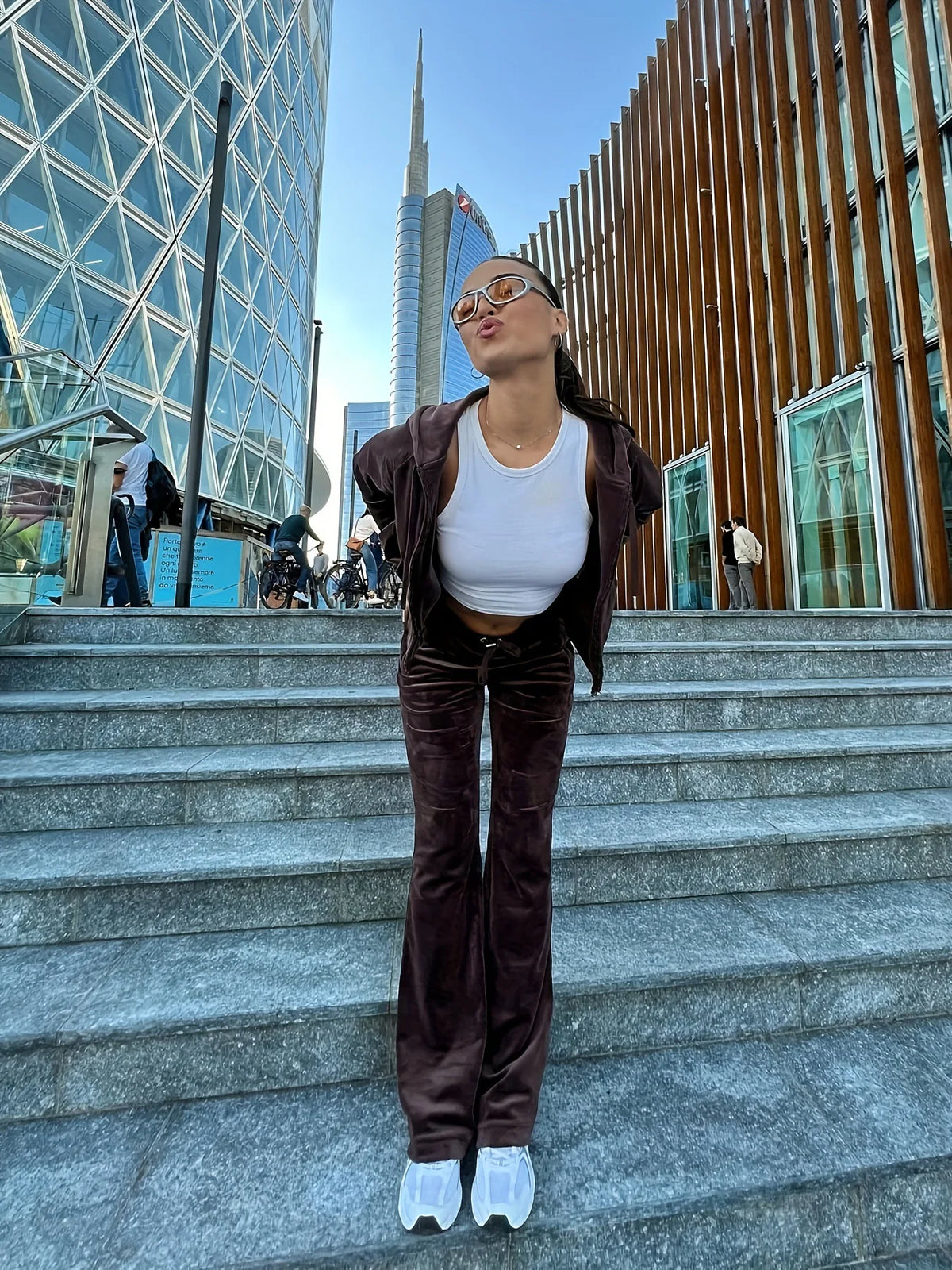 Women's Y2K Jogging Two-Piece Hooded Set Fall Winter Jogger Comfortable Pantsuit Long-Sleeved Jacket Coat & Trousers Casual Sets