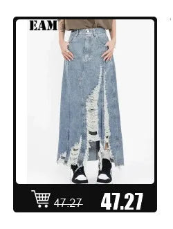 [EAM] Women Coffee Color-block Big Size Long Sweater Dress New Turtleneck Long Sleeve Fashion Tide Spring Autumn 2026 1DJ2393