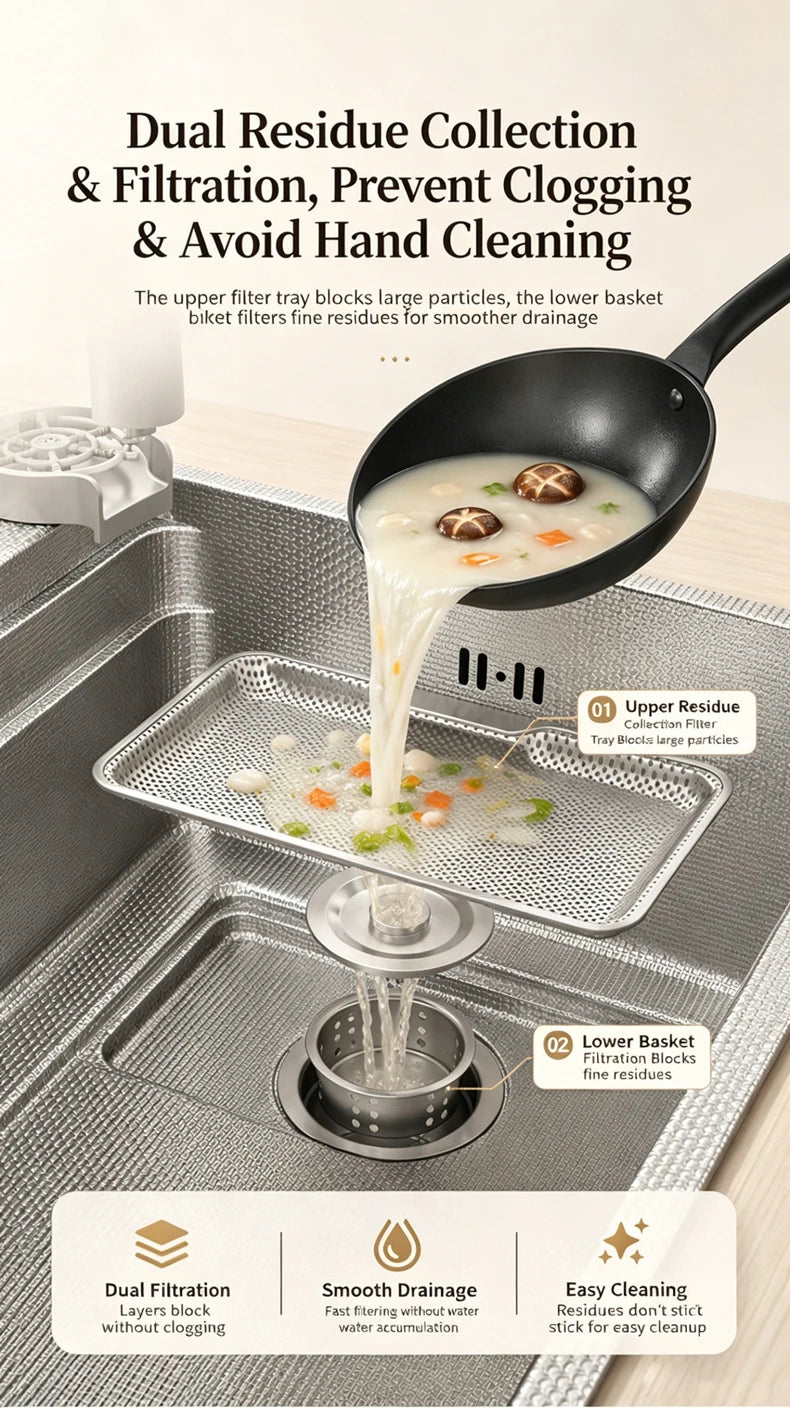 316L Stainless Steel Kitchen Sink Undermount Sinks Antiscratch Rice Granule Embossing Large Single Slot Dish Wash Basin